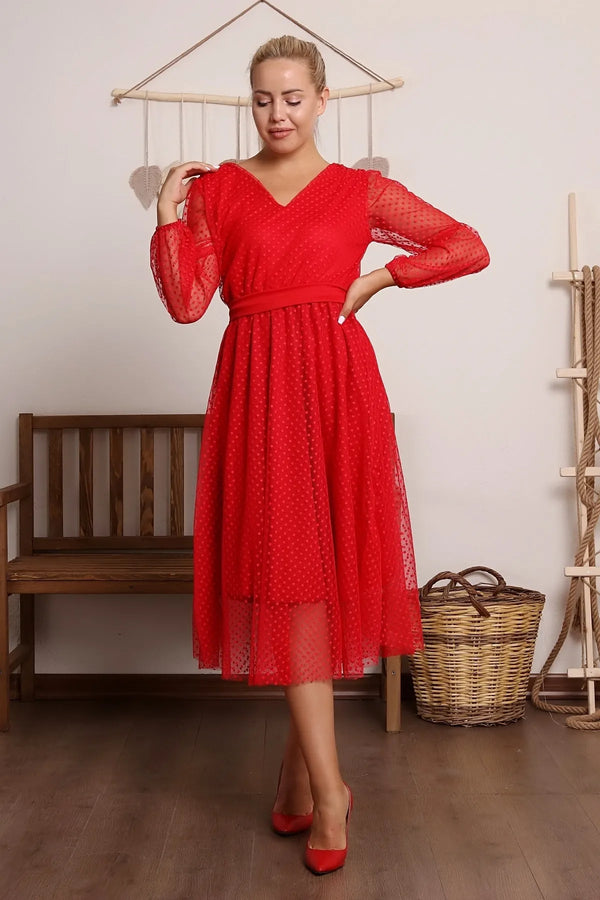 Zweireihiges Kleid aus Chiffon mit Batikmuster und zweireihigem Ausschnitt in Übergröße