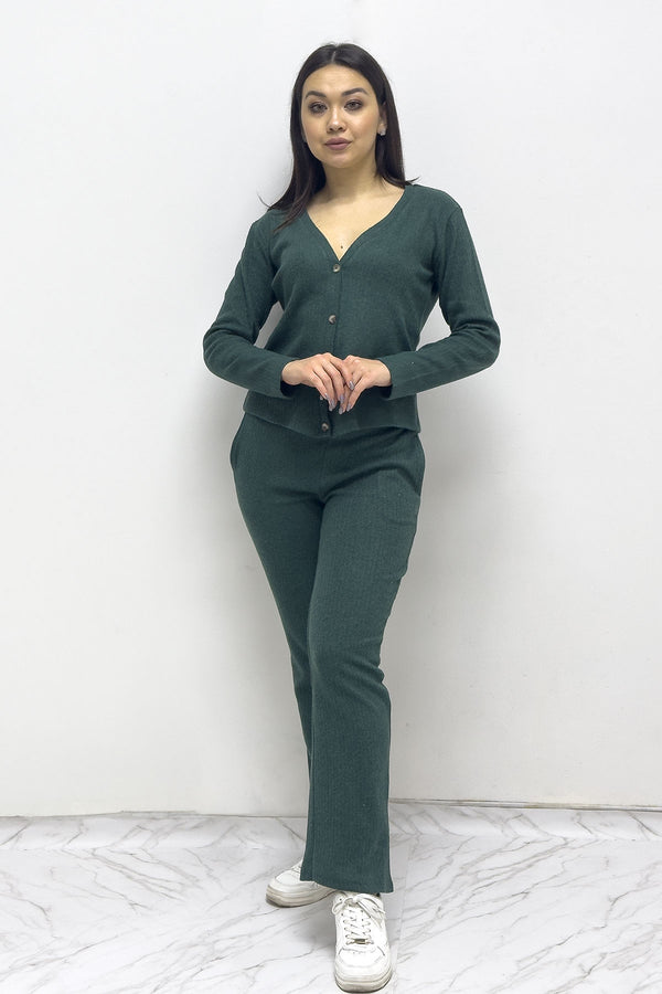Green Buttoned Raised Double Suit